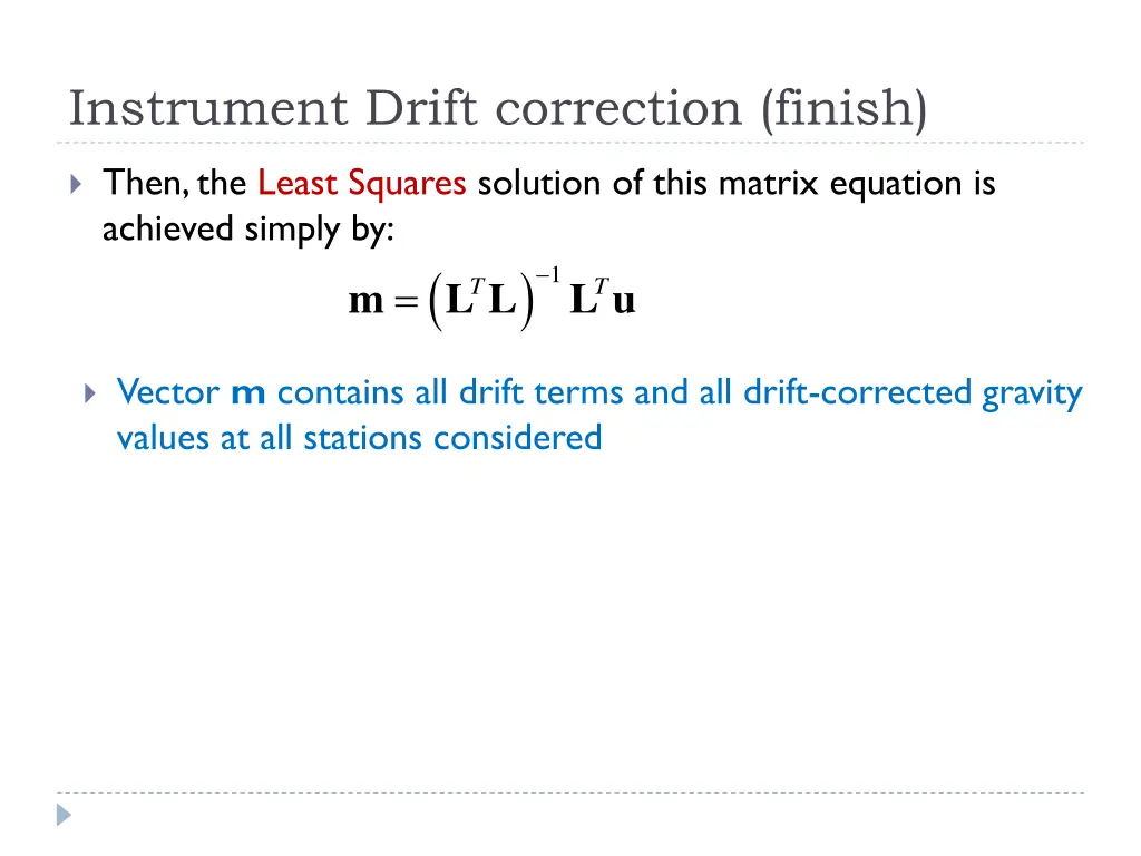 instrument drift correction finish