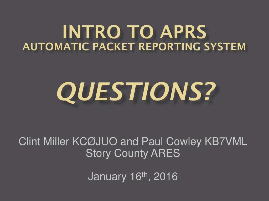 intro to aprs automatic packet reporting system 1