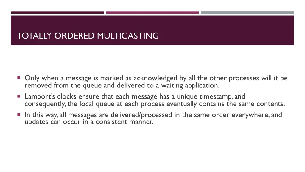 totally ordered multicasting
