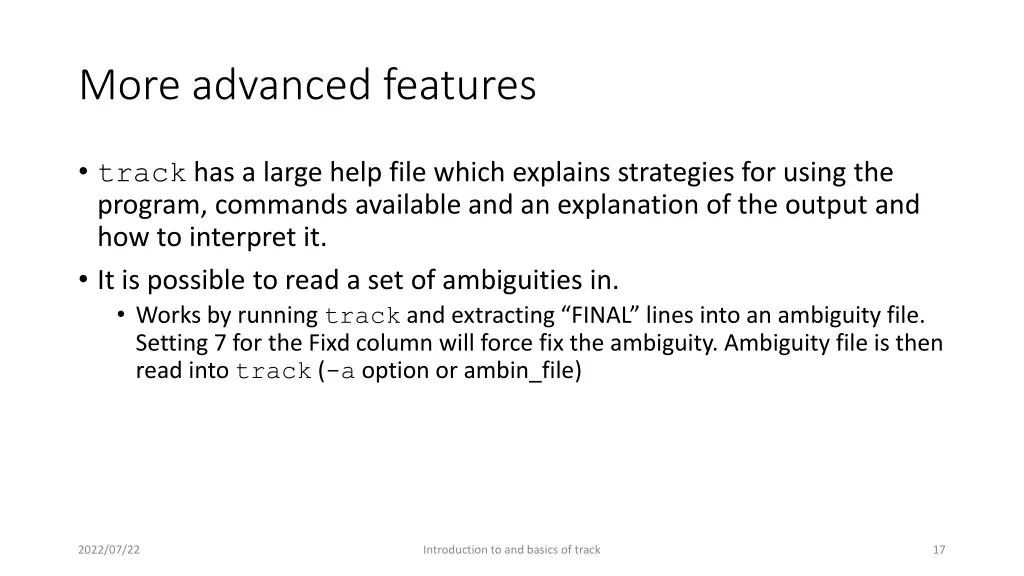 more advanced features