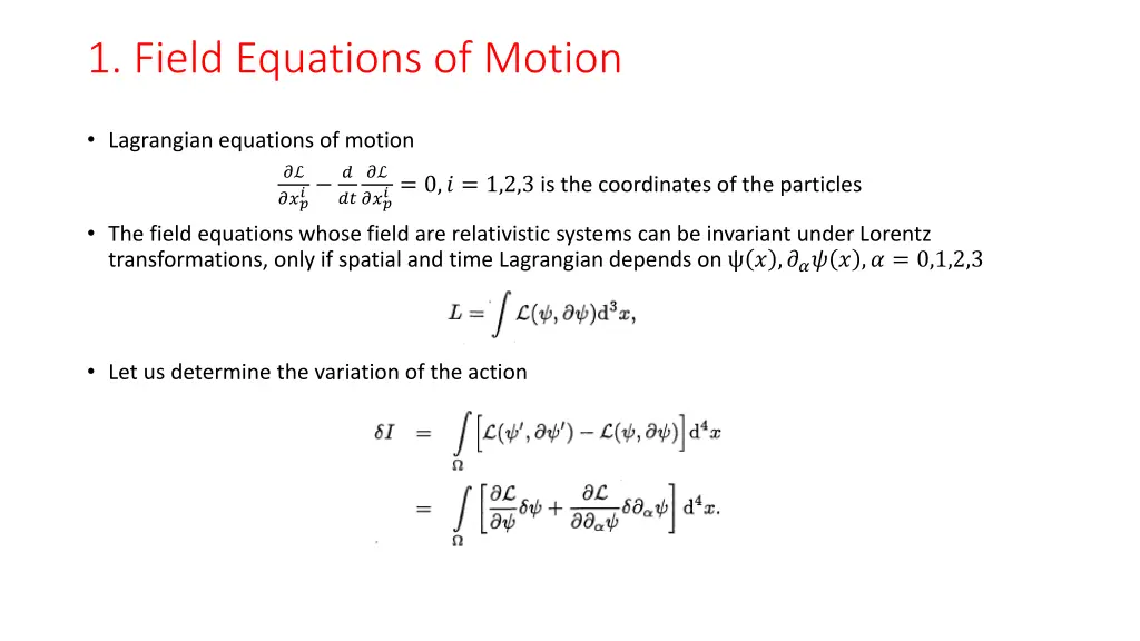 1 field equations of motion