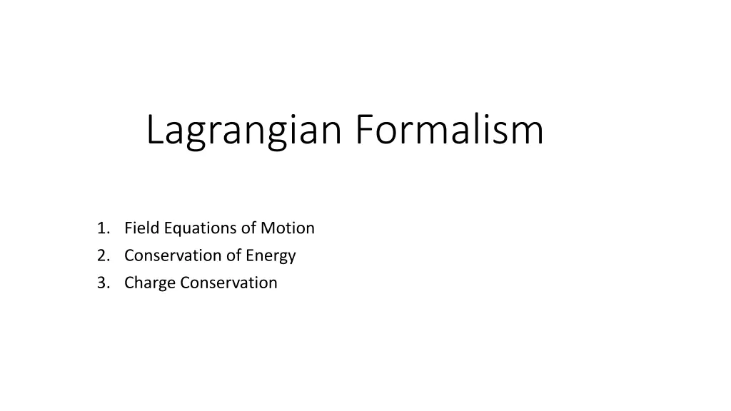 lagrangian formalism