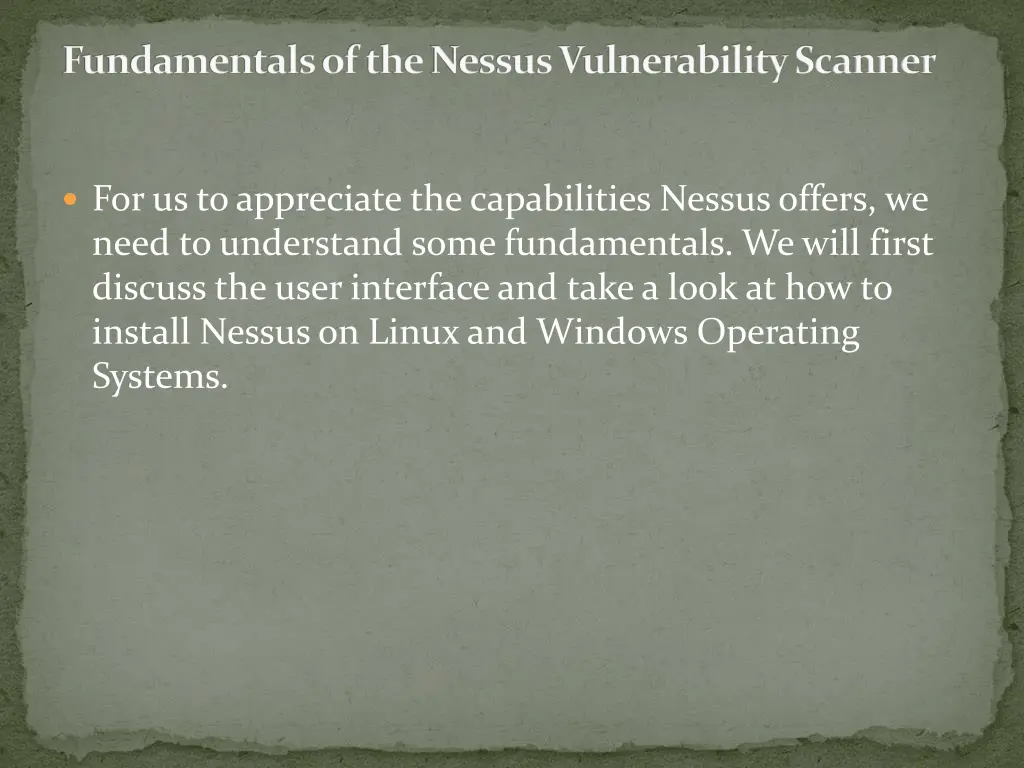 fundamentals of the nessusvulnerability scanner