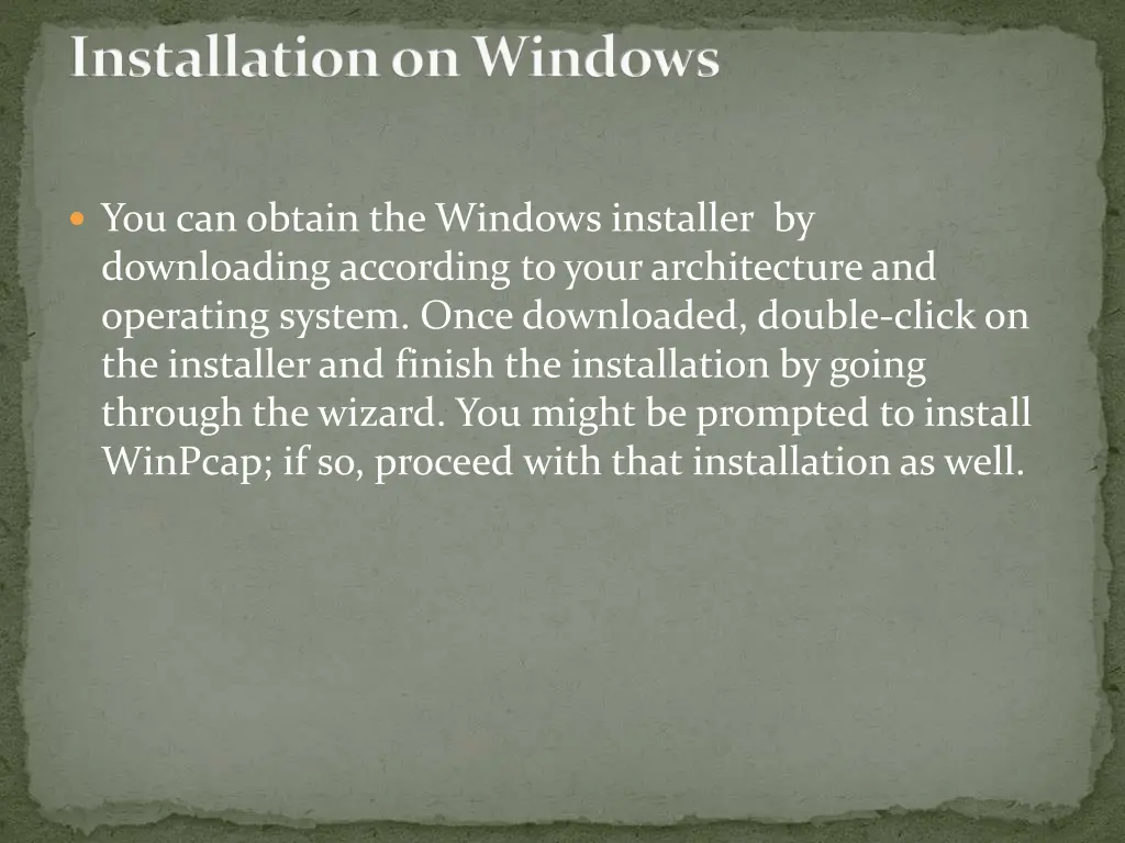 installation on windows