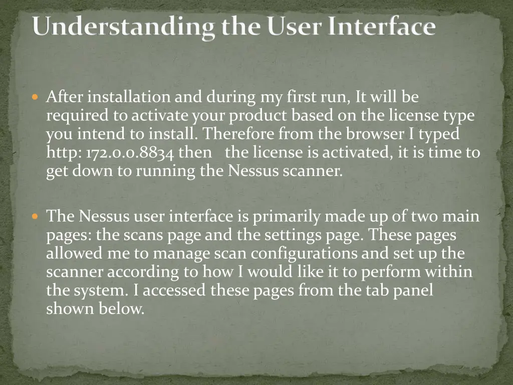 understanding the user interface