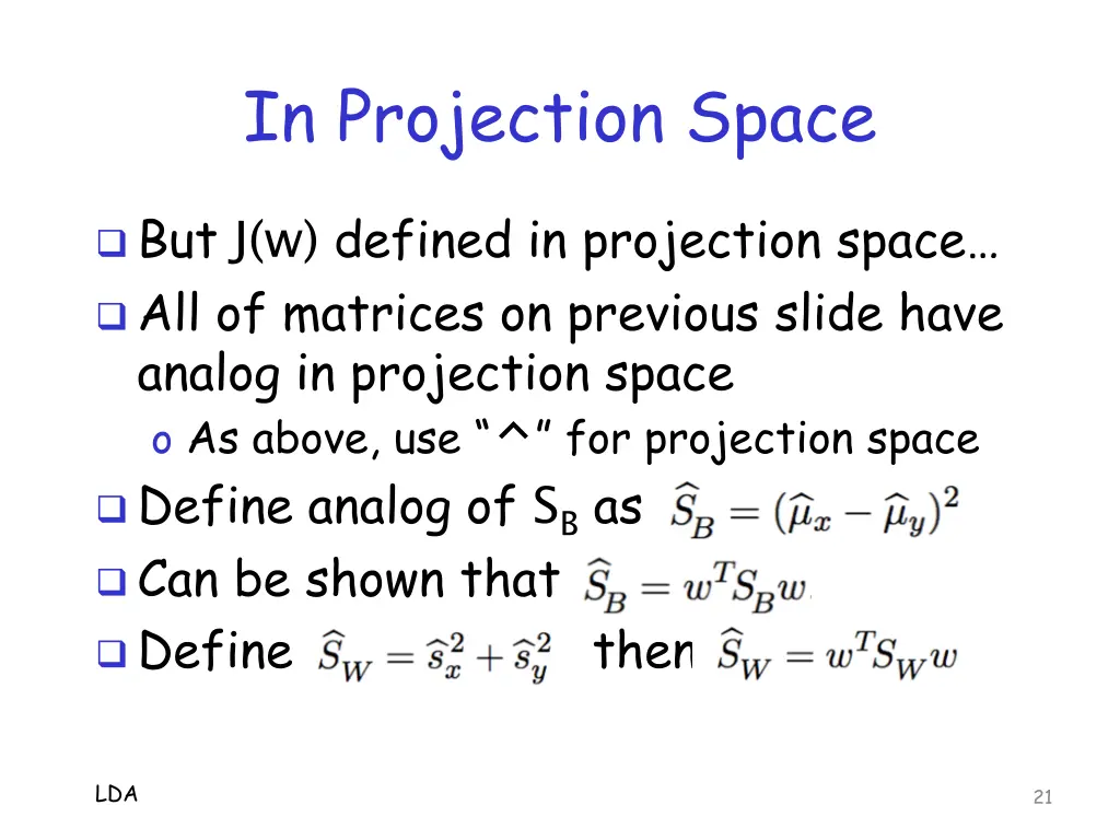 in projection space