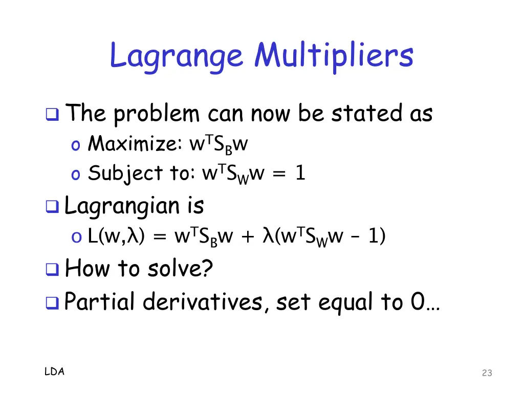 lagrange multipliers