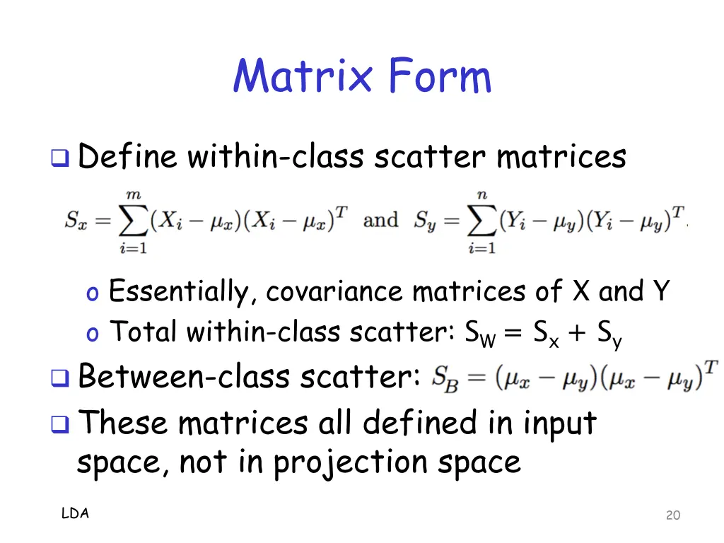 matrix form
