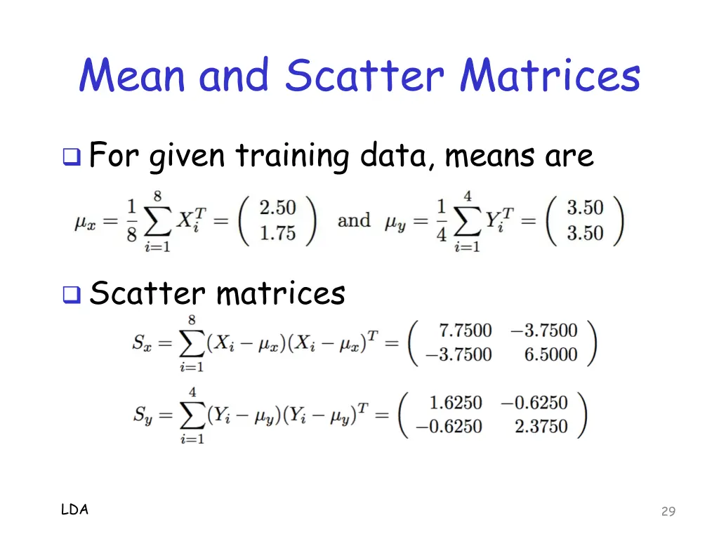 mean and scatter matrices