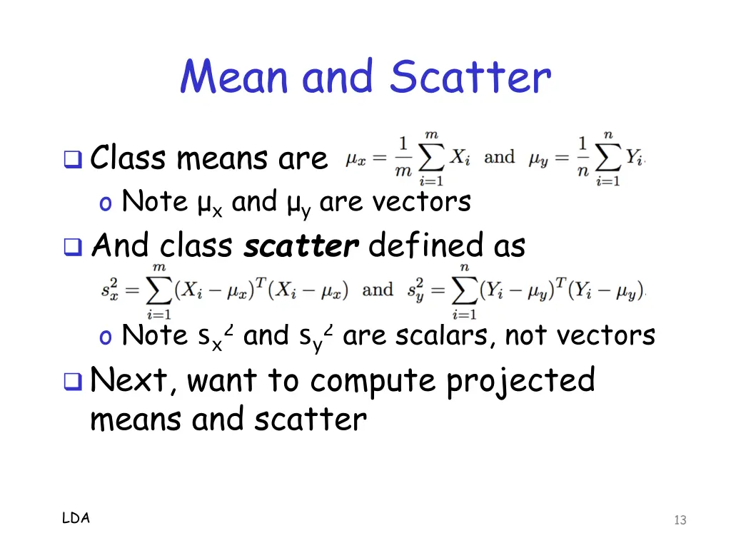 mean and scatter