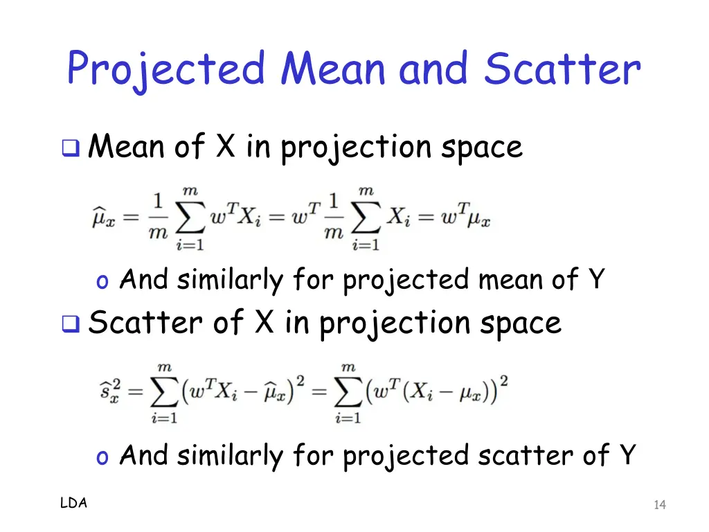 projected mean and scatter