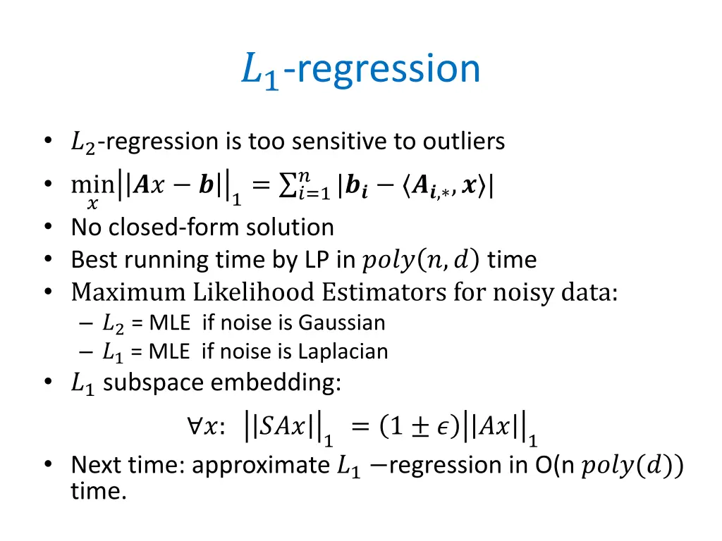 1 regression