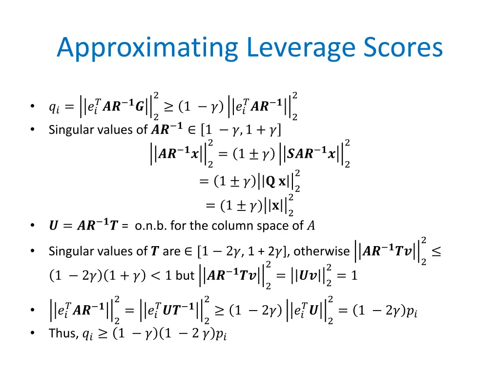 approximating leverage scores 1