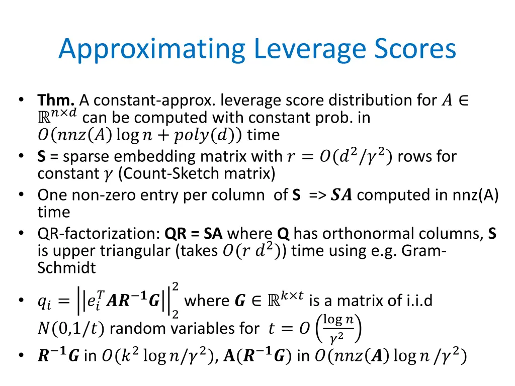 approximating leverage scores