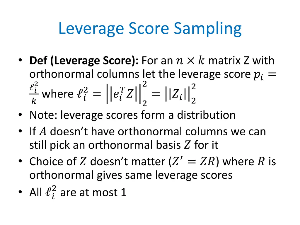 leverage score sampling