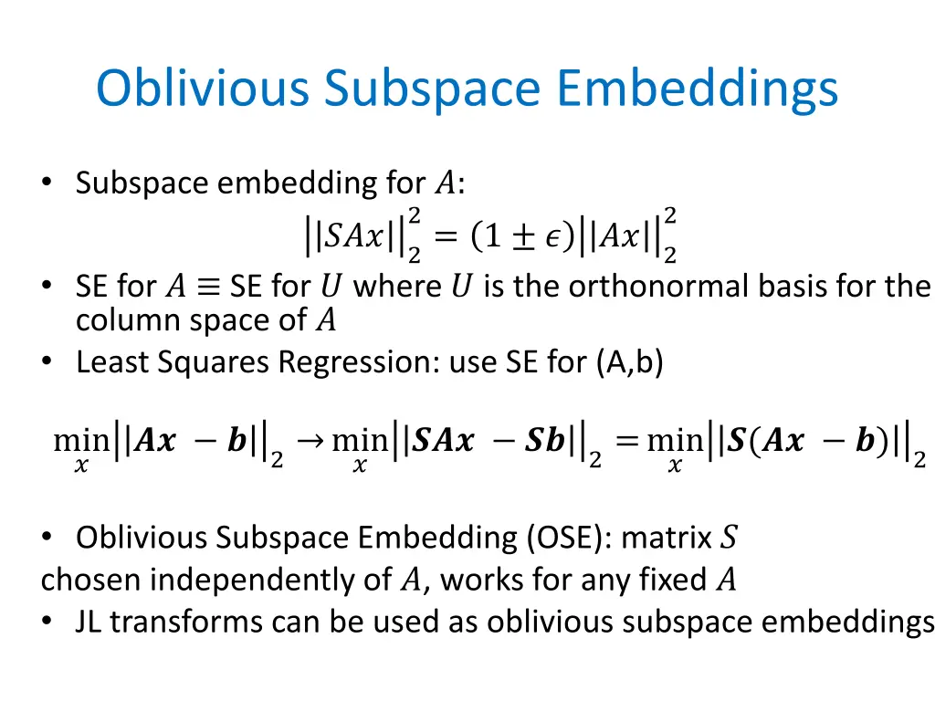 oblivious subspace embeddings