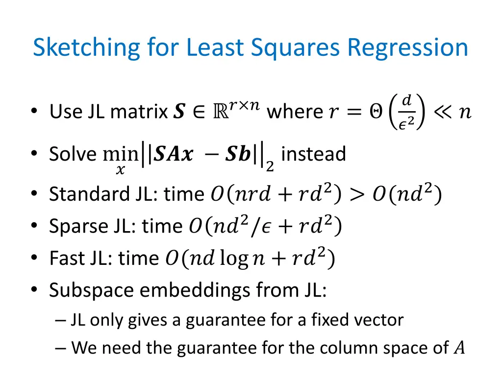 sketching for least squares regression