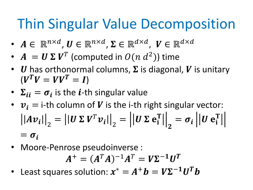thin singular value decomposition