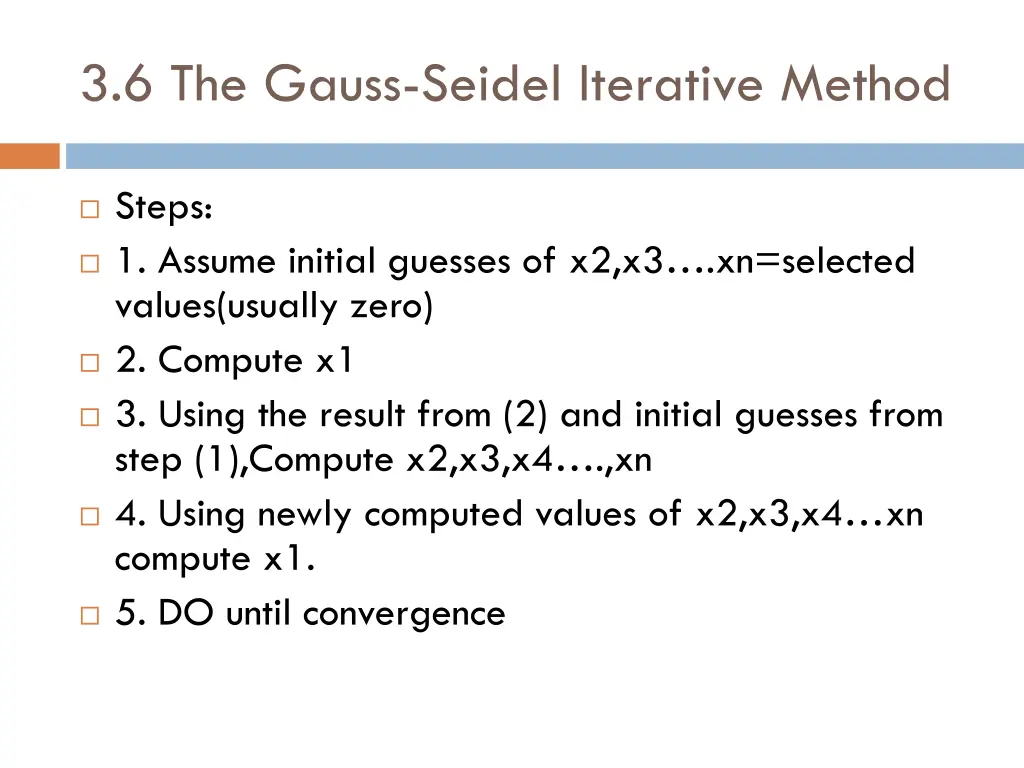 3 6 the gauss seidel iterative method 1
