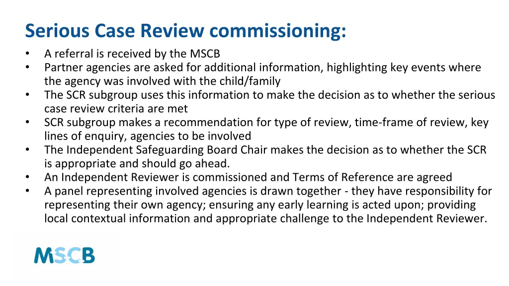 serious case review commissioning a referral