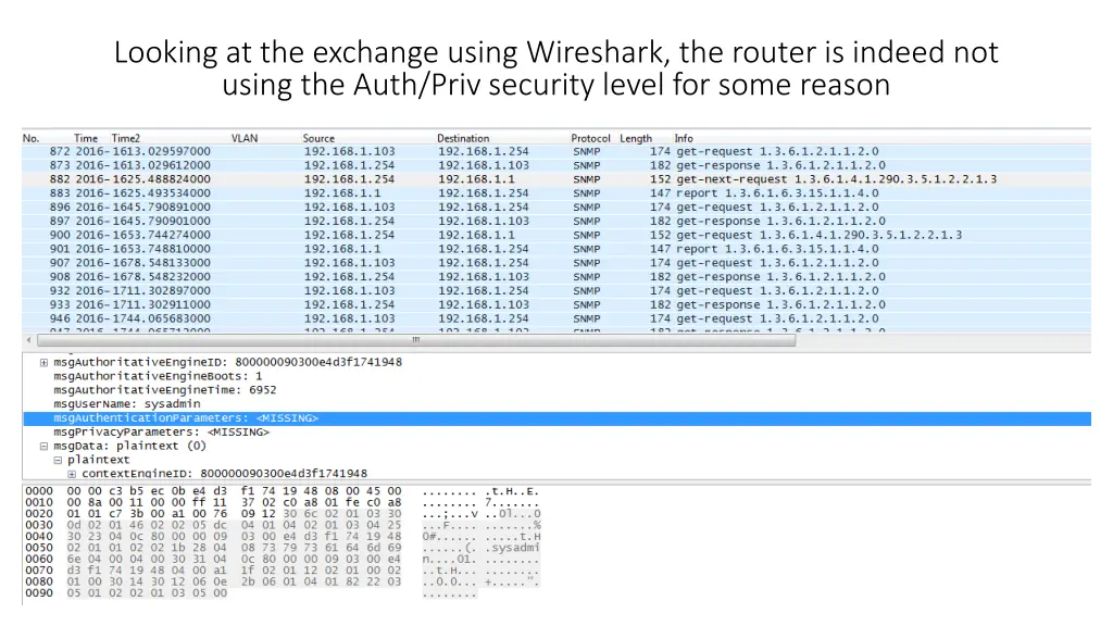 looking at the exchange using wireshark
