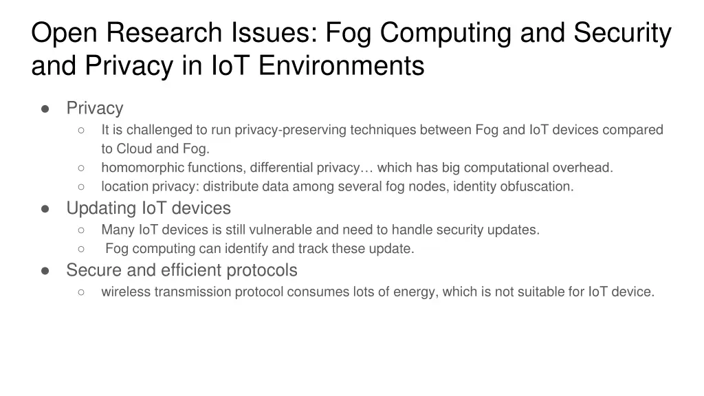 open research issues fog computing and security