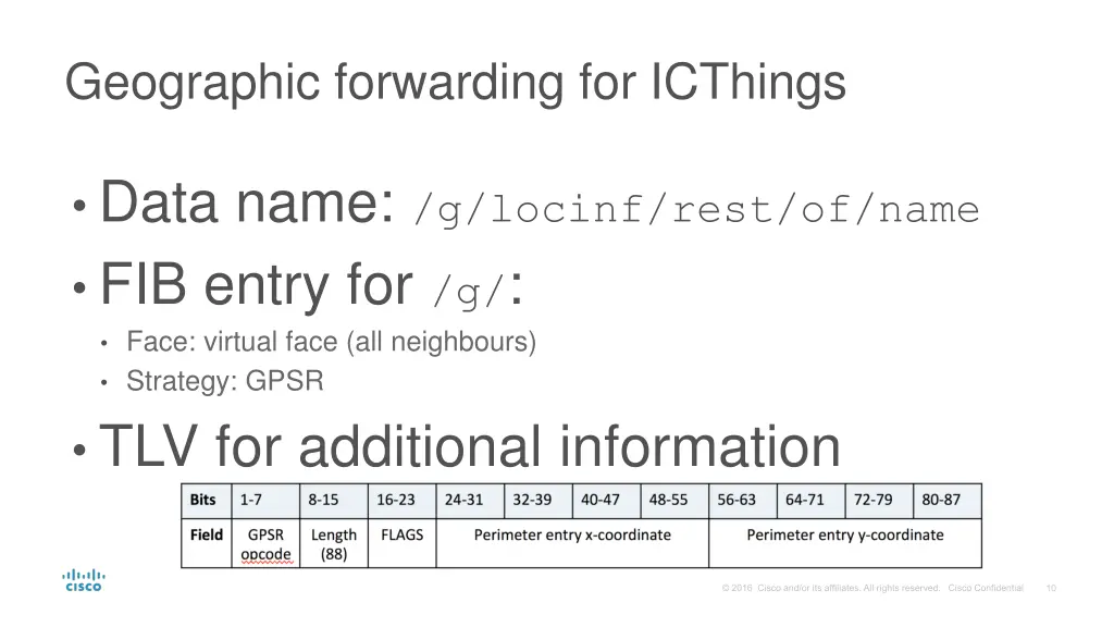 geographic forwarding for icthings