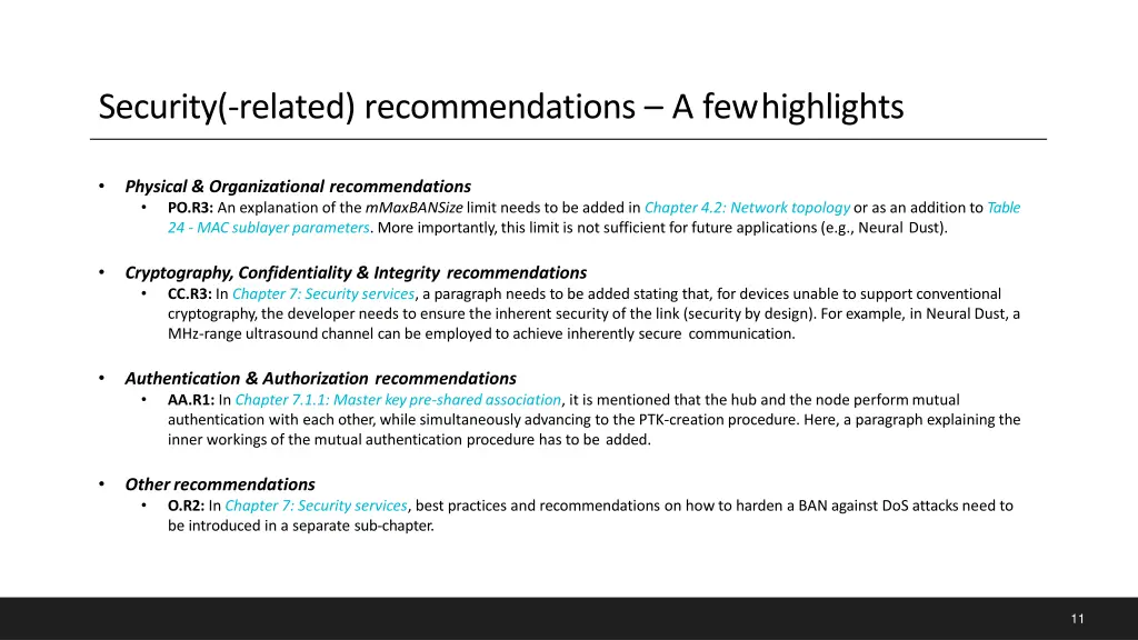 security related recommendations a fewhighlights