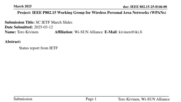 march 2025 project ieee p802 15 working group