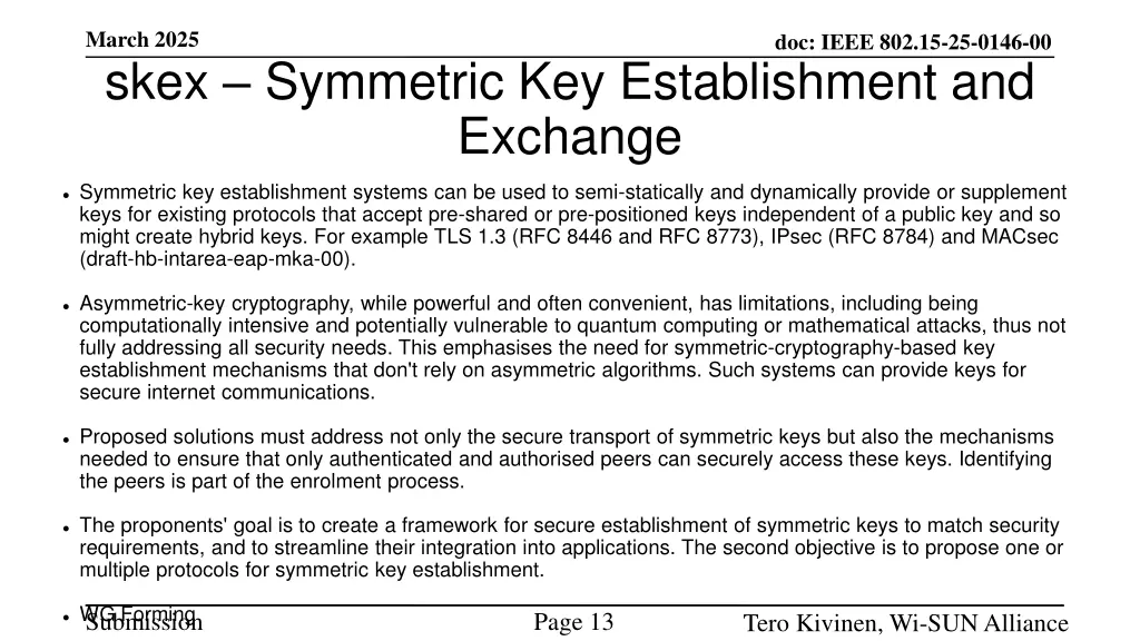 march 2025 skex symmetric key establishment