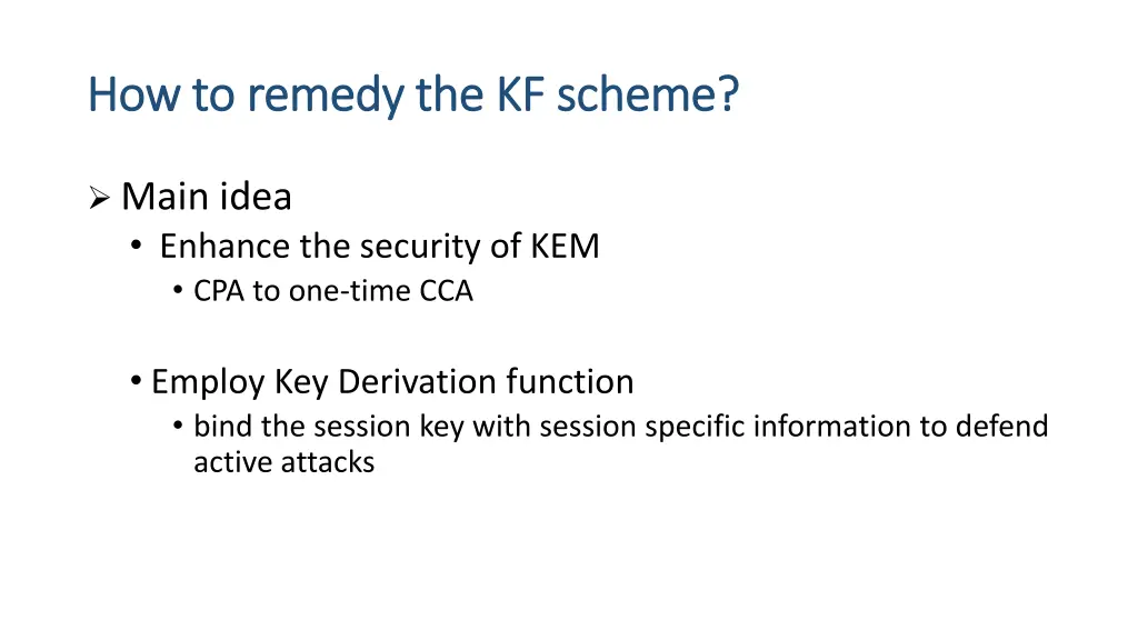 how to remedy the kf scheme how to remedy