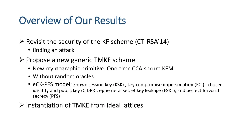 overview of our results overview of our results