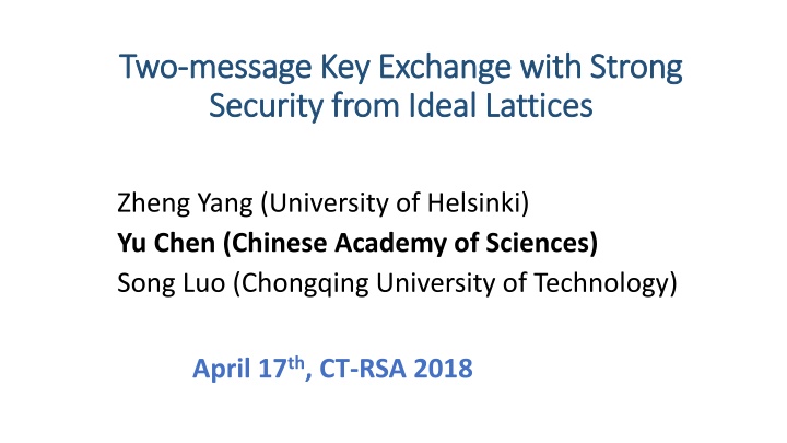 two two message key exchange with strong message