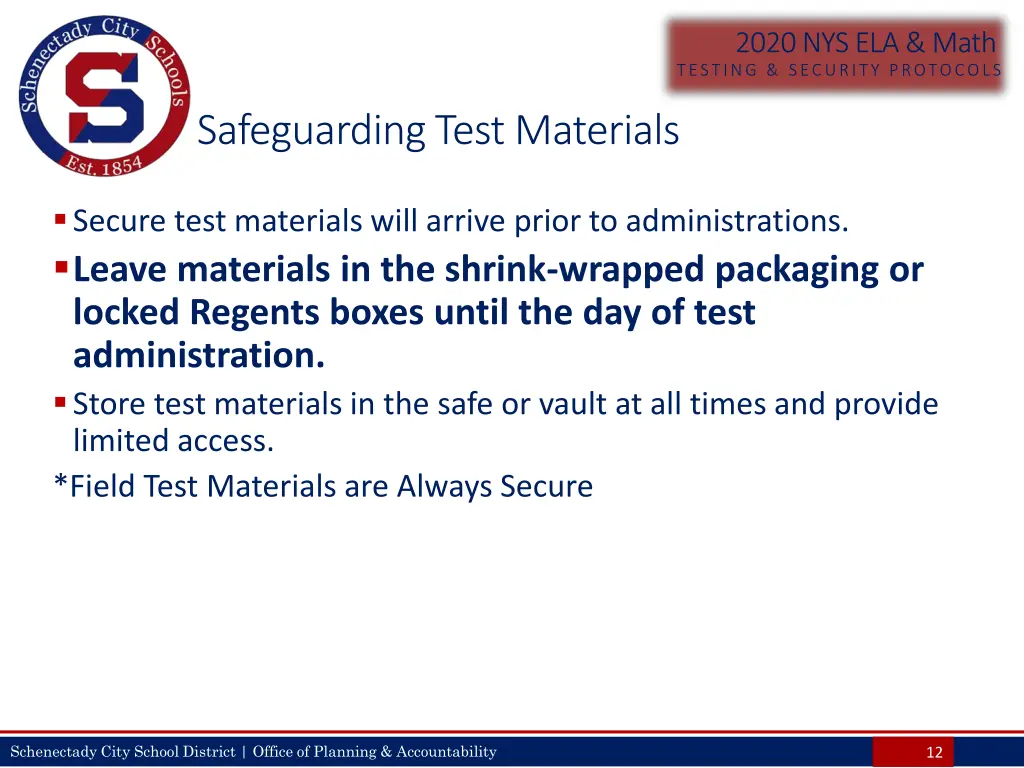 2020 nys ela math testing security protocols 11