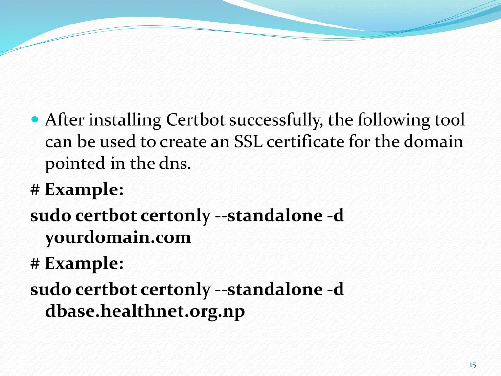 after installing certbot successfully