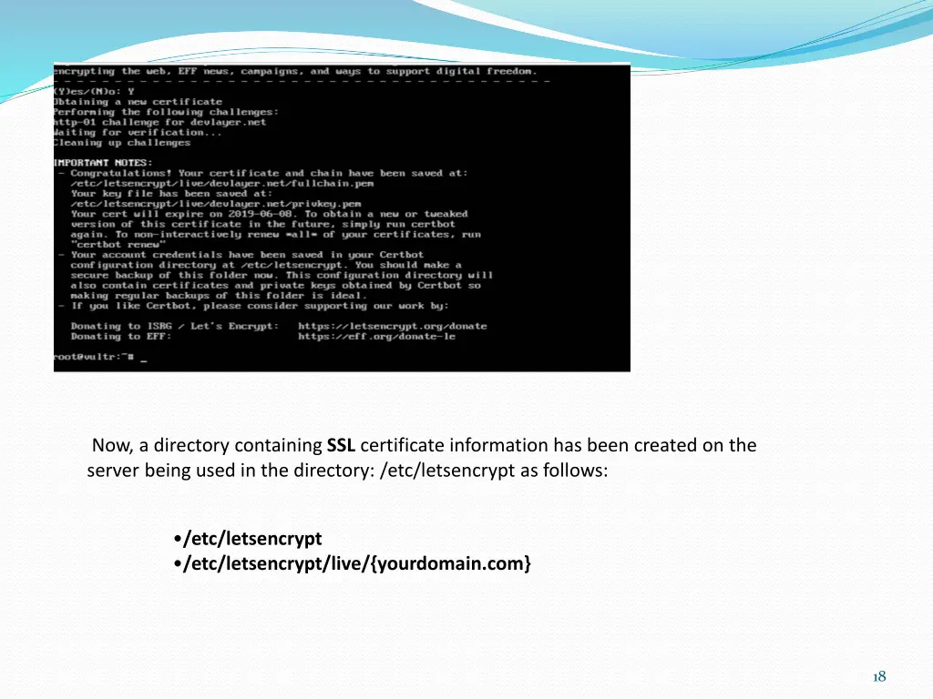 now a directory containing ssl certificate