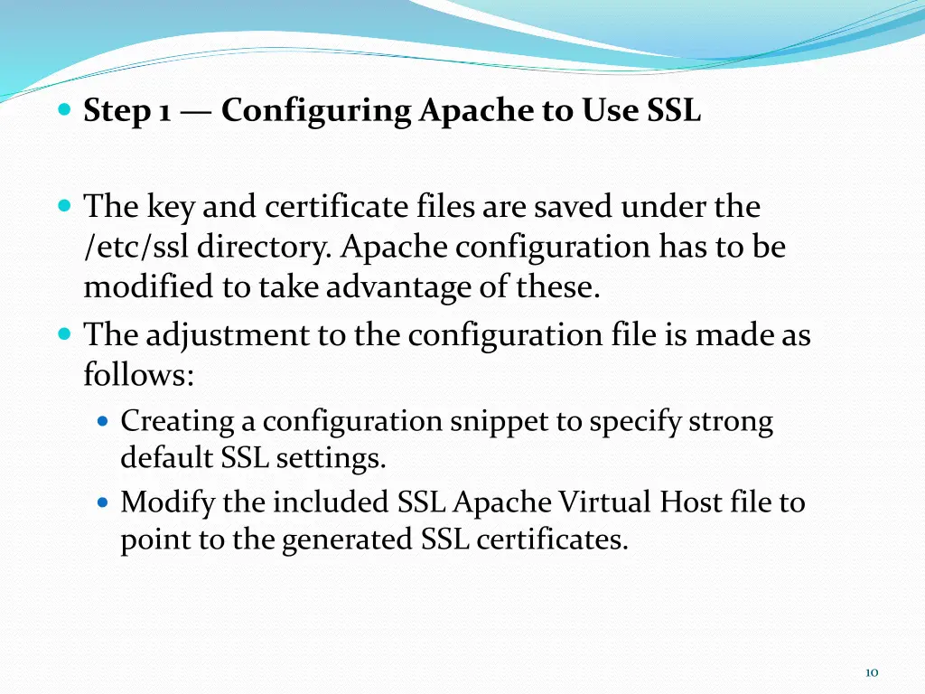step 1 configuring apache to use ssl