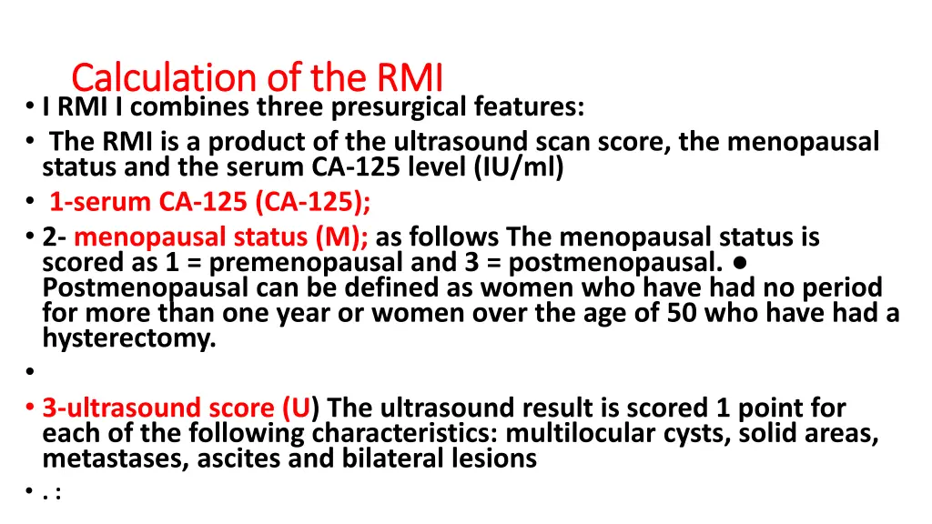 calculation of the rmi calculation
