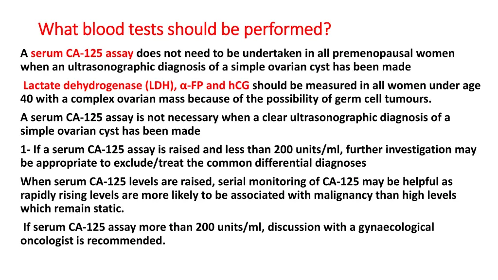 what blood tests should be performed what blood