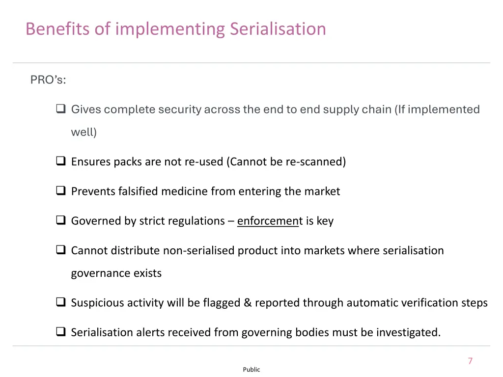 benefits of implementing serialisation