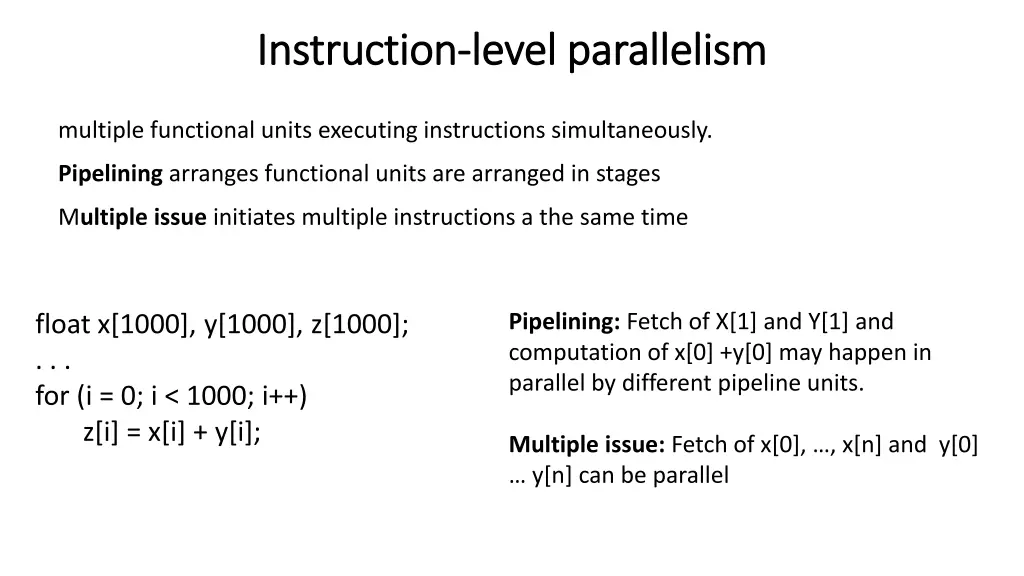 instruction instruction level parallelism level