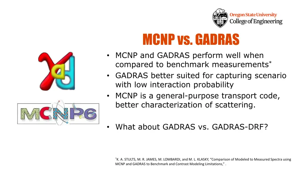 mcnp vs gadras mcnp and gadras perform well when