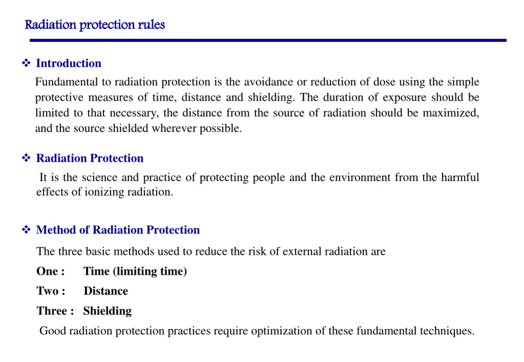 radiation protection rules 1