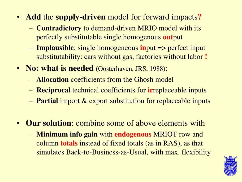 add the supply driven model for forward impacts