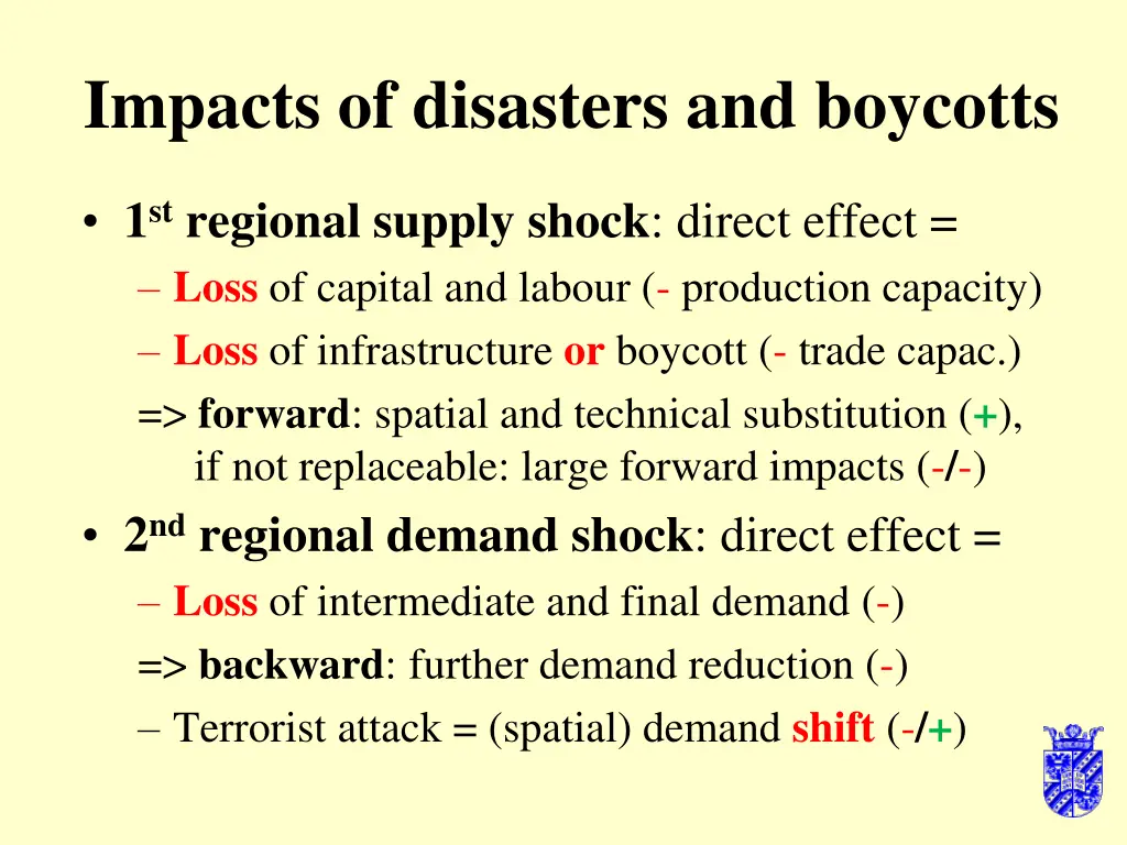 impacts of disasters and boycotts
