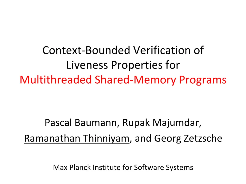 context bounded verification of liveness 1