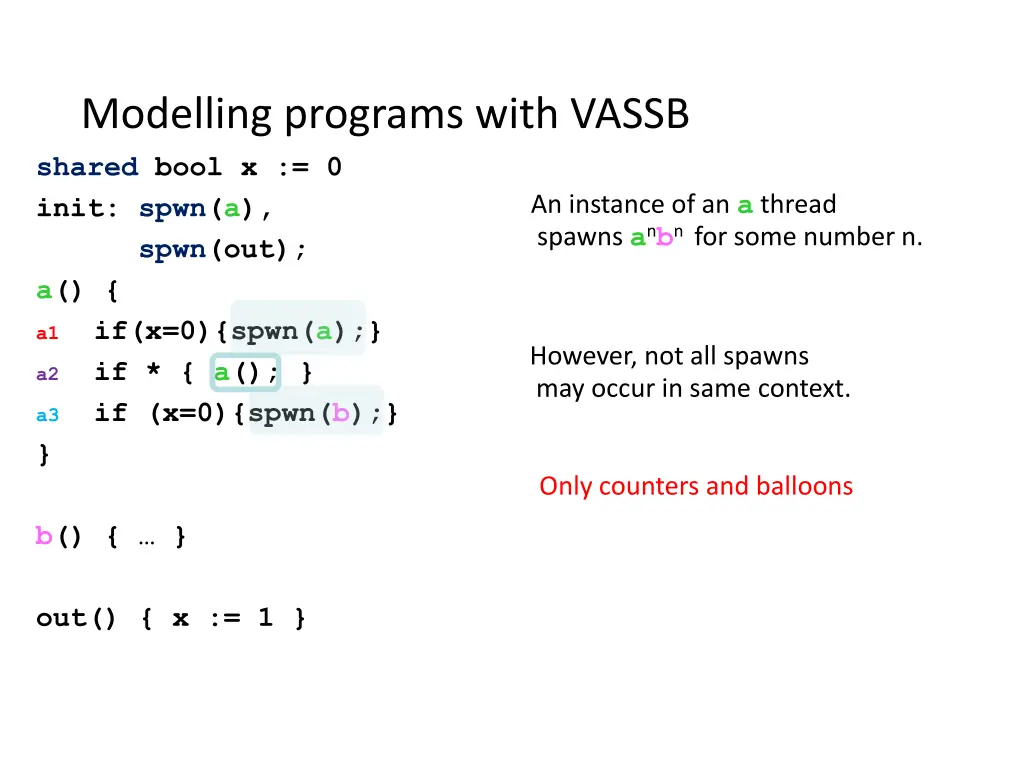 modelling programs with vassb 1