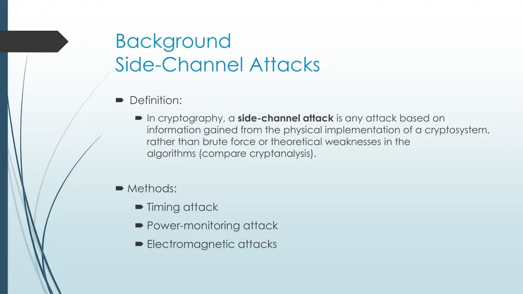 background side channel attacks