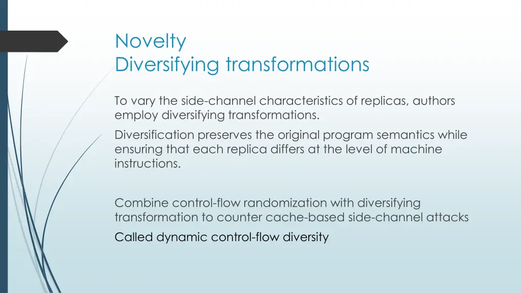 novelty diversifying transformations