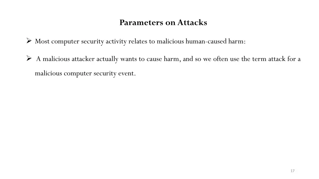 parameters on attacks